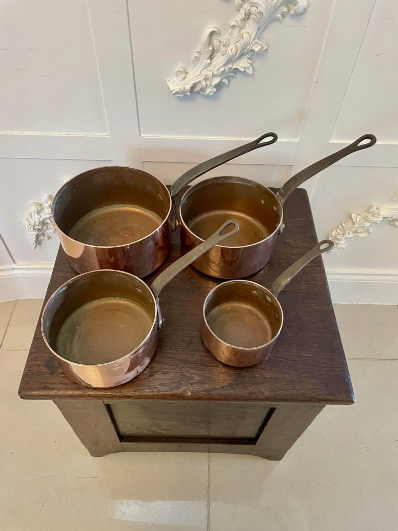 Antique 19th Century French Set of Four Copper Pans - Image 2